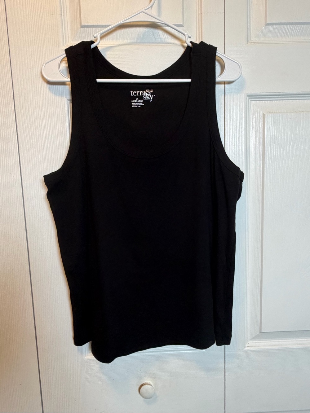 Terra & Sky Black Ribbed Tank Top Plus 1X 16W 18W Sleeveless Cotton